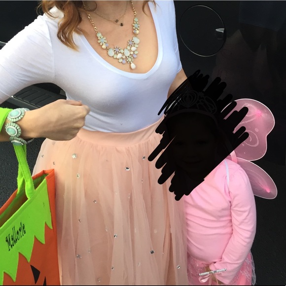 Windsor light pink tulle skirt with silver rhinestones - Picture 3 of 14